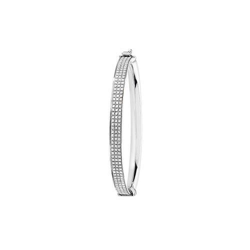 Sterling Silver 925 Square Moondust Hinged Baby Bangle - NiaYou Jewellery