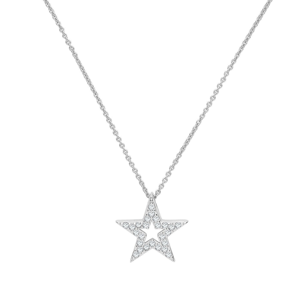 Sterling Silver 925 Star Pendant Necklace with Cubic Zirconia - NiaYou Jewellery