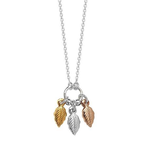 Sterling Silver 925 Three Tone Leaf Pendant Necklace - NiaYou Jewellery