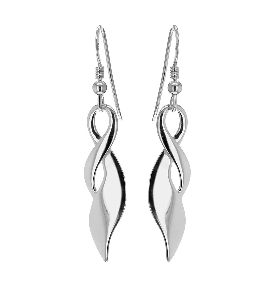 Sterling Silver 925 Twist Ribbon Drop Earrings - NiaYou Jewellery