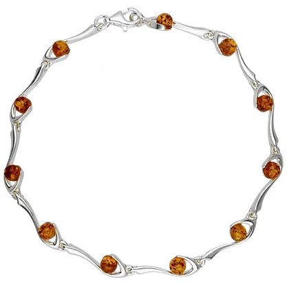 Sterling Silver Amber Beads Ladies Bracelet - NiaYou Jewellery