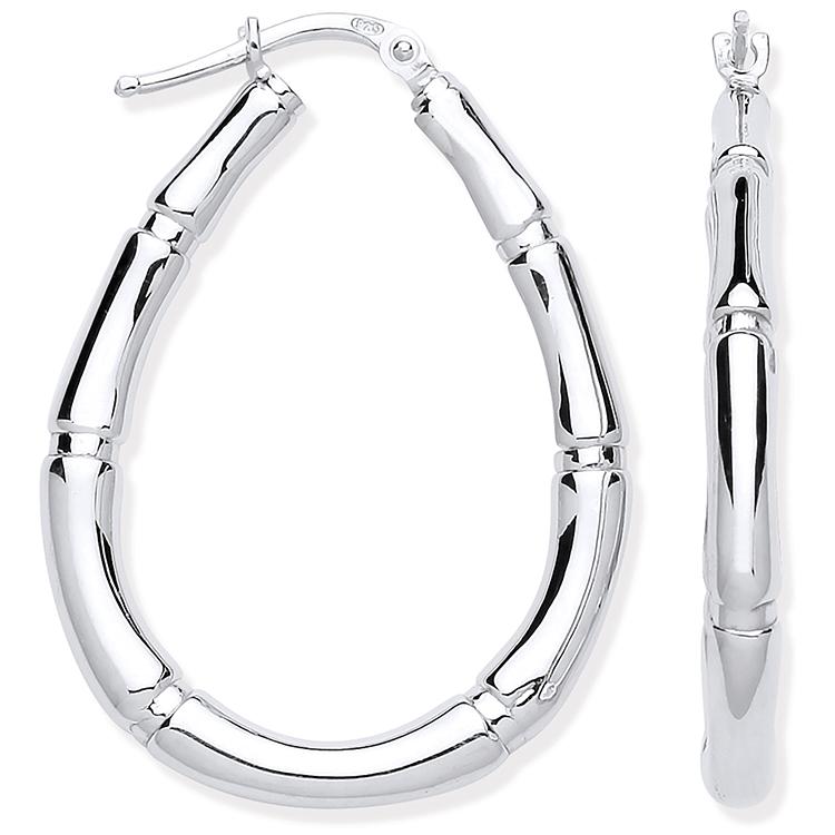 Sterling Silver Bamboo Creole Oval Earrings - NiaYou Jewellery