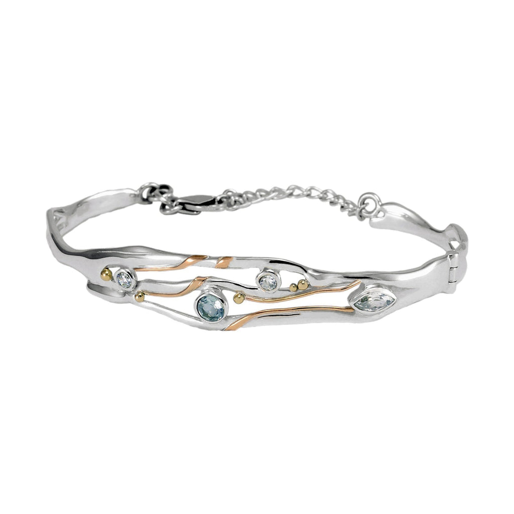 Sterling Silver Bangle with Extension Blue Topaz and Cubic Zirconia - NiaYou Jewellery