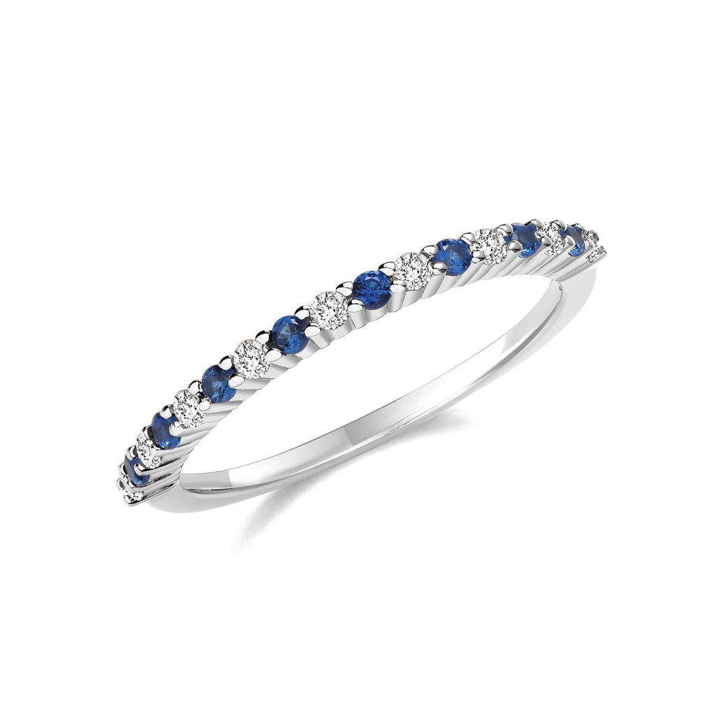 Sterling Silver Blue Cubic Zirconia Half Eternity Ring - NiaYou Jewellery