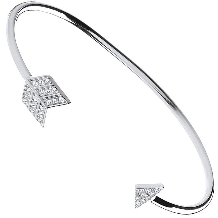 Sterling Silver Bow and Arrow Cubic Zirconia Bangle - NiaYou Jewellery
