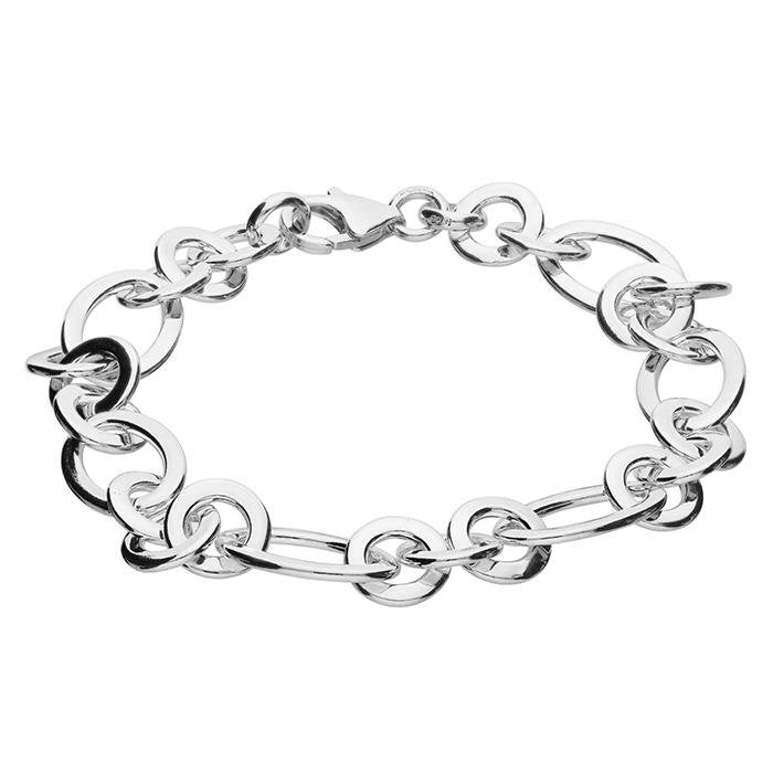 Sterling Silver Bracelet with Large Oval and Round Link Chain - NiaYou Jewellery