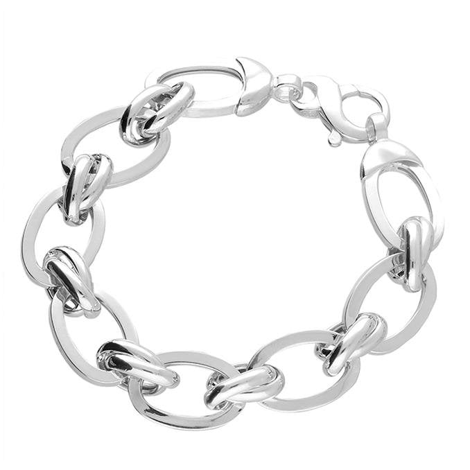 Sterling Silver Bracelet with Oval Links and Fancy Clasp 21 cm - NiaYou Jewellery
