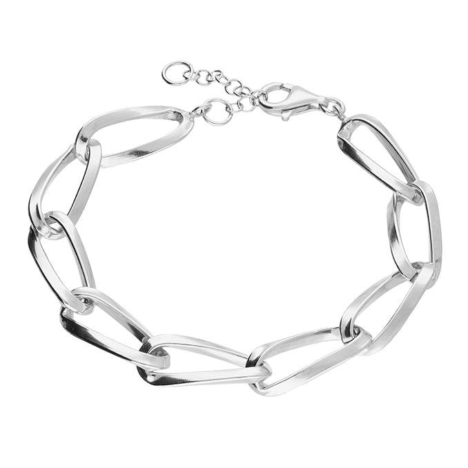Sterling Silver Bracelet with Oval Twist Links 21 cm - NiaYou Jewellery
