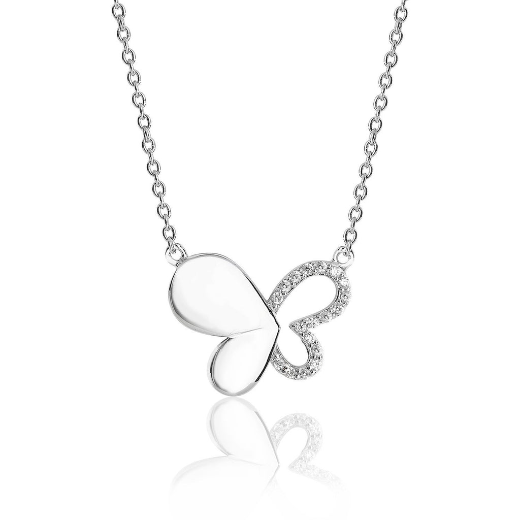 Sterling Silver Butterfly Necklace with Cubic Zirconia - NiaYou Jewellery
