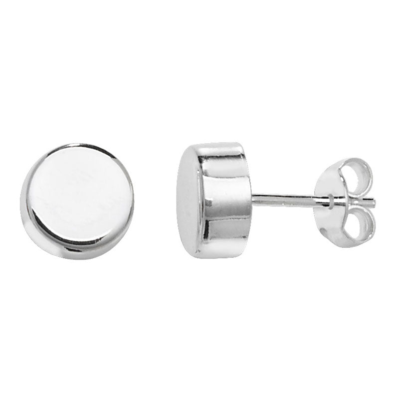 Sterling Silver Button Stud Earrings - NiaYou Jewellery