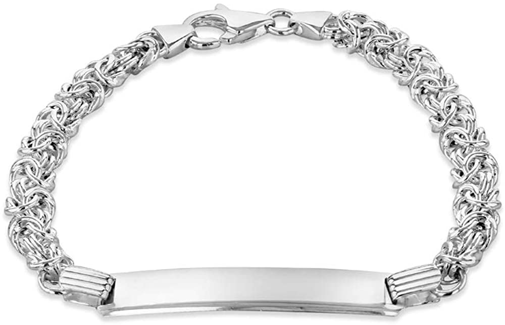 Sterling Silver Byzantine Bracelet with ID Tag 19 cm - NiaYou Jewellery
