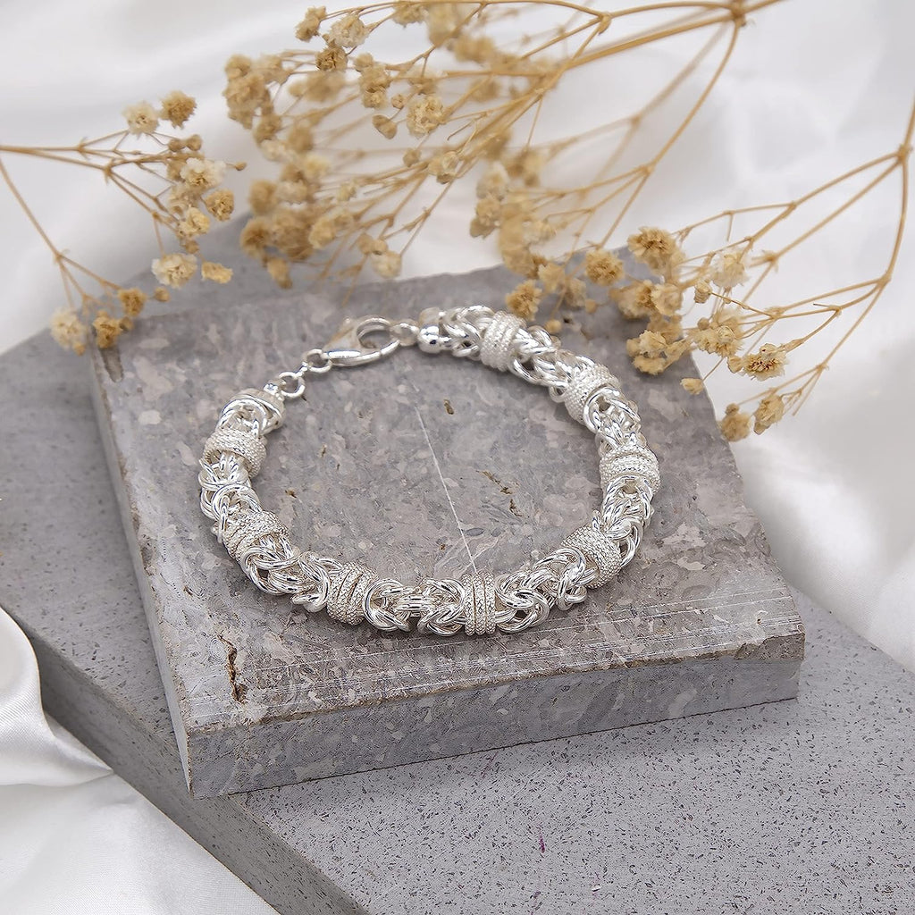 Sterling Silver Byzantine Unisex Bracelet 21 cm - NiaYou Jewellery