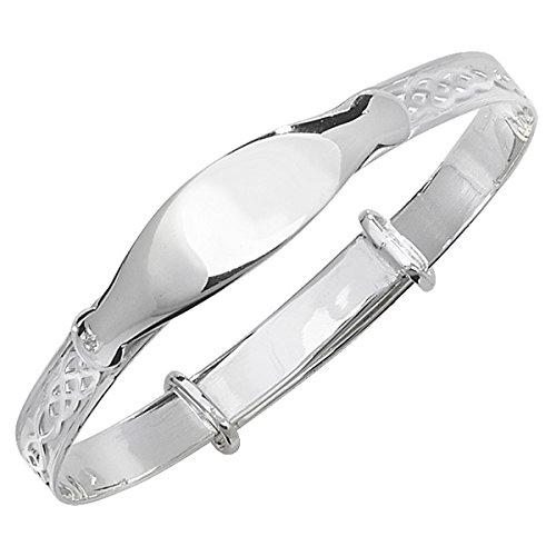 Sterling Silver Celtic Expandable Baby Bangle with ID Tag - NiaYou Jewellery