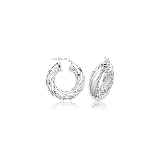 Sterling Silver Chunky Creole Twist Hoop Earrings 15 MM - NiaYou Jewellery