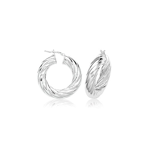 Sterling Silver Chunky Creole Twist Hoop Earrings 20 MM - NiaYou Jewellery