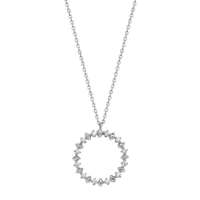 Sterling Silver Circle Pendant Necklace with Cubic Zirconia - NiaYou Jewellery