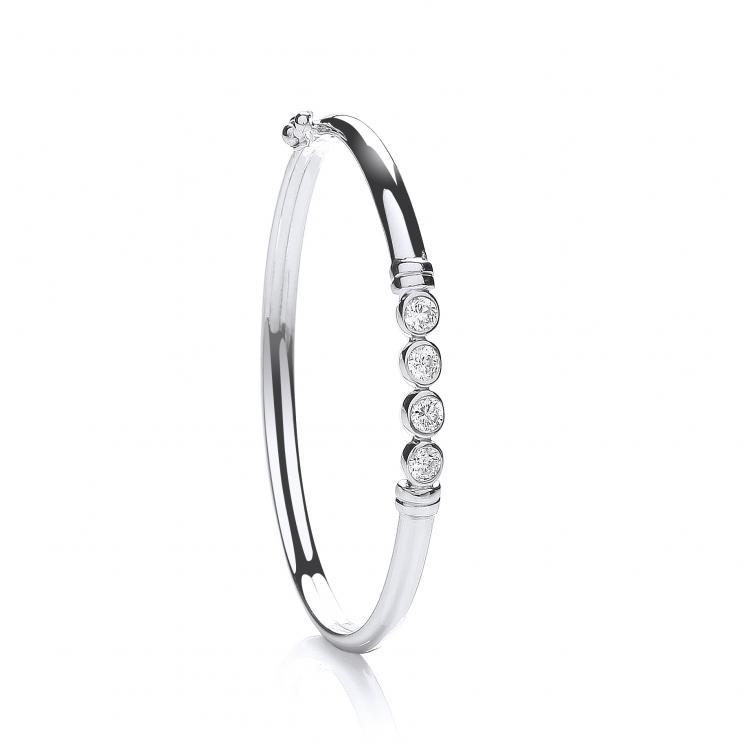 Sterling Silver Clear Cubic Zirconia Baby Bangle - NiaYou Jewellery