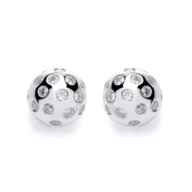Sterling Silver Cubic Zirconia Ball Stud Earrings - NiaYou Jewellery