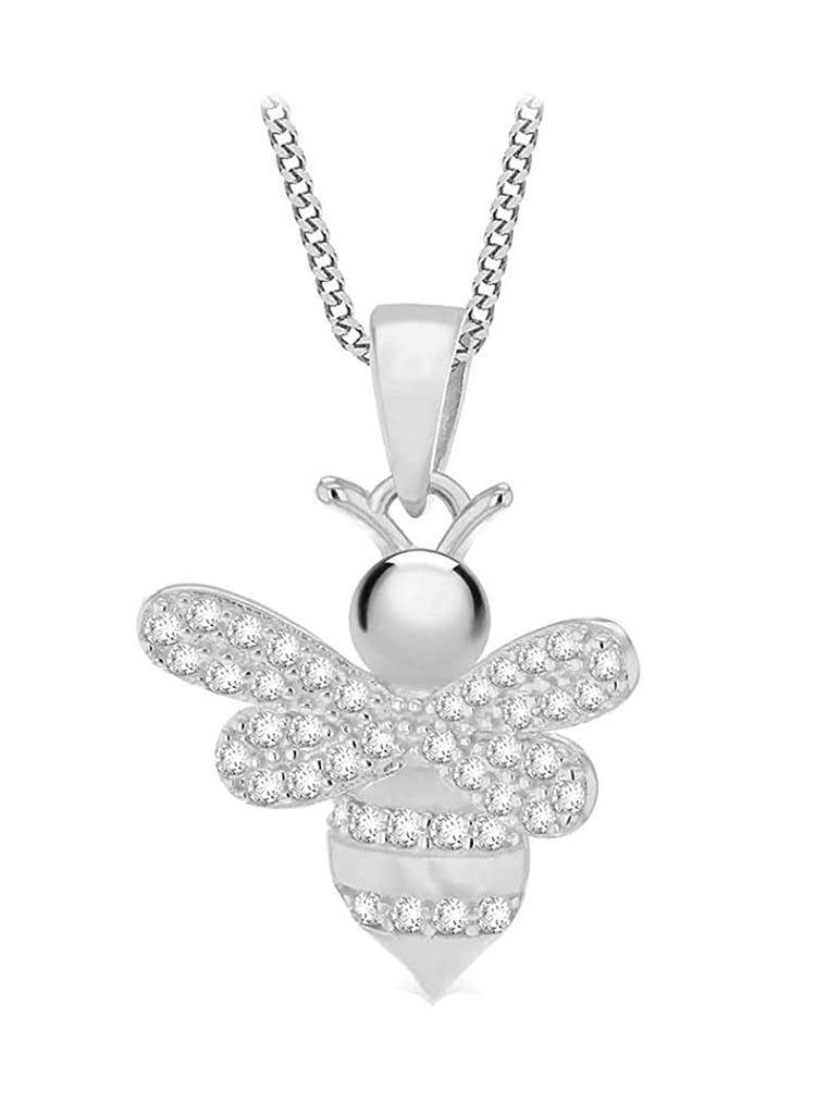 Sterling Silver Cubic Zirconia Bee Pendant Necklace - NiaYou Jewellery