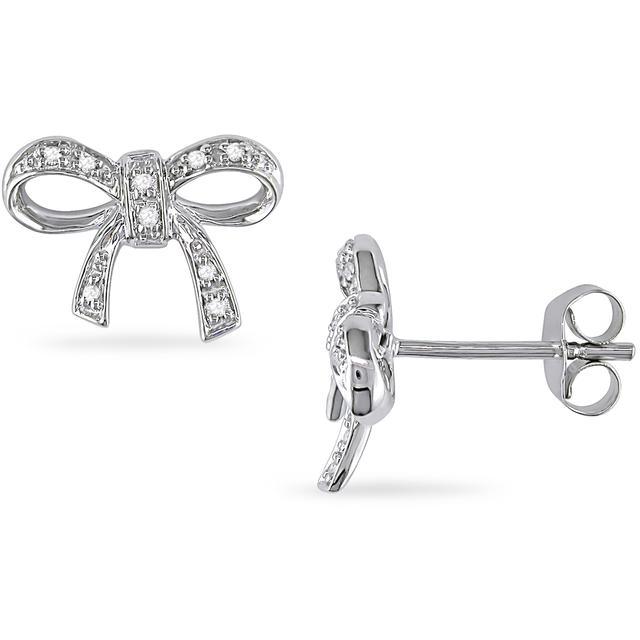 Sterling Silver Cubic Zirconia Bow Stud Earrings - NiaYou Jewellery