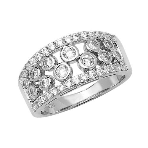 Sterling Silver Cubic Zirconia Bubble Band Ring - NiaYou Jewellery