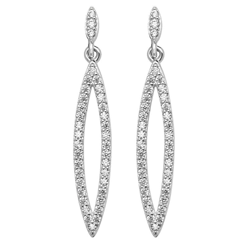 Sterling Silver Cubic Zirconia Cat Eye Style Drop Earrings - NiaYou Jewellery