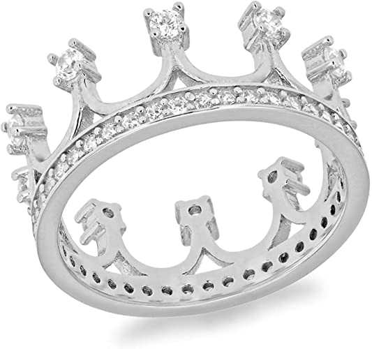Sterling Silver Cubic Zirconia Crown Ring - NiaYou Jewellery
