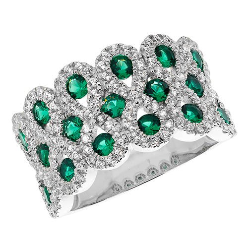 Sterling Silver Cubic Zirconia Green Emerald Band Ring - NiaYou Jewellery