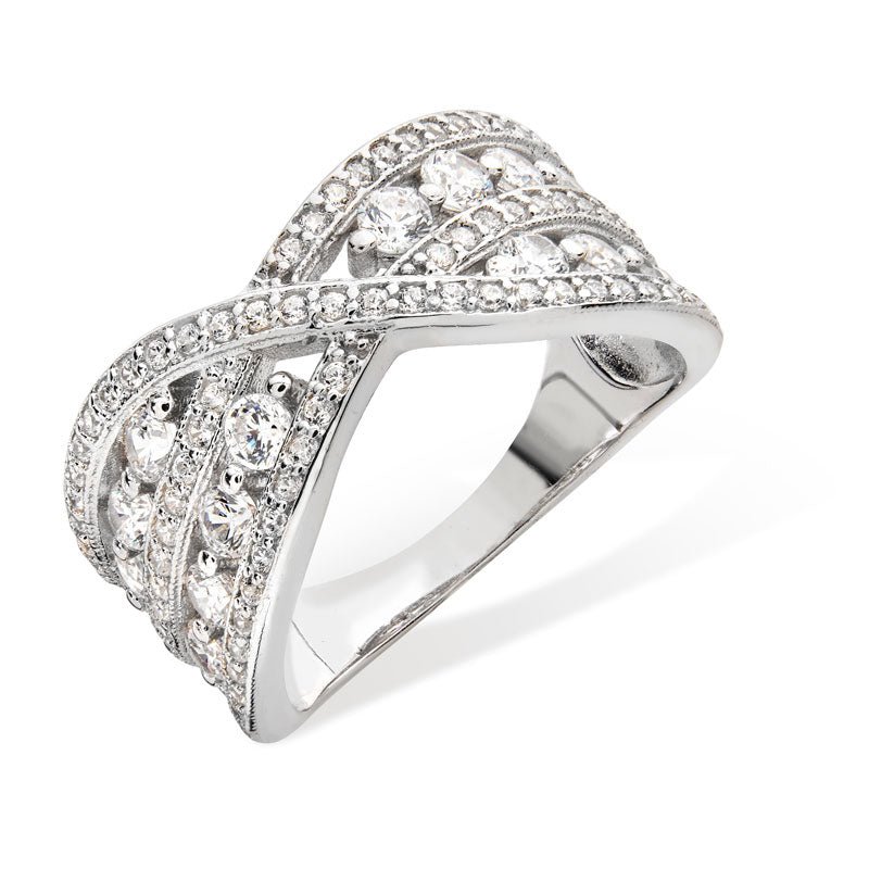 Sterling Silver Cubic Zirconia Interwoven Ring - NiaYou Jewellery