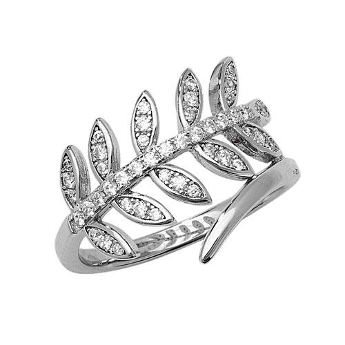 Sterling Silver Cubic Zirconia Leaf Ring - NiaYou Jewellery