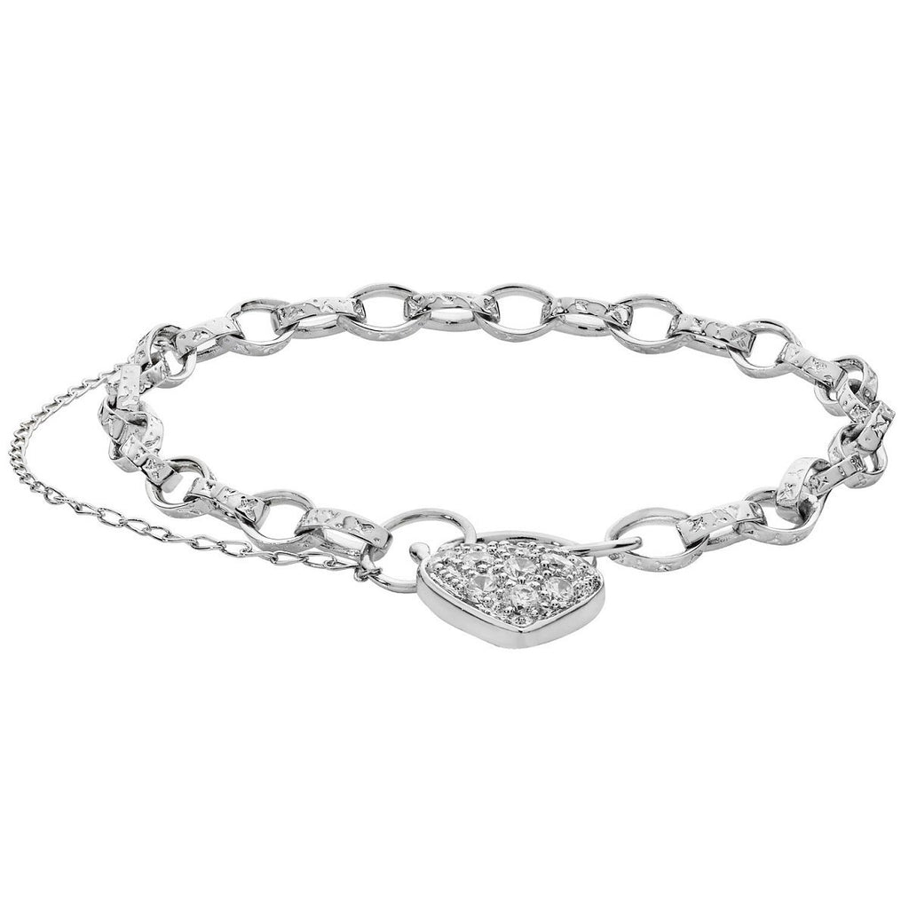 Sterling Silver Cubic Zirconia Padlock Bracelet - NiaYou Jewellery