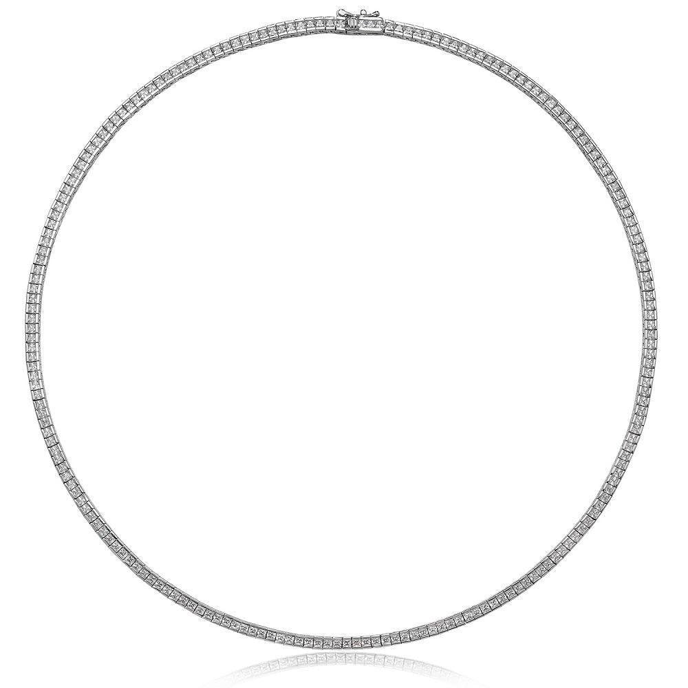 Sterling Silver Cubic Zirconia Princess Cut Tennis Neckace - NiaYou Jewellery