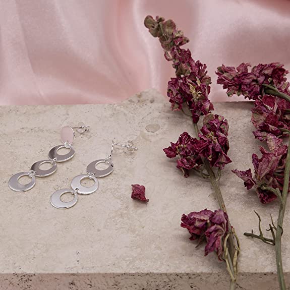 Sterling Silver Cut Out Disc Drop Earrings - NiaYou Jewellery