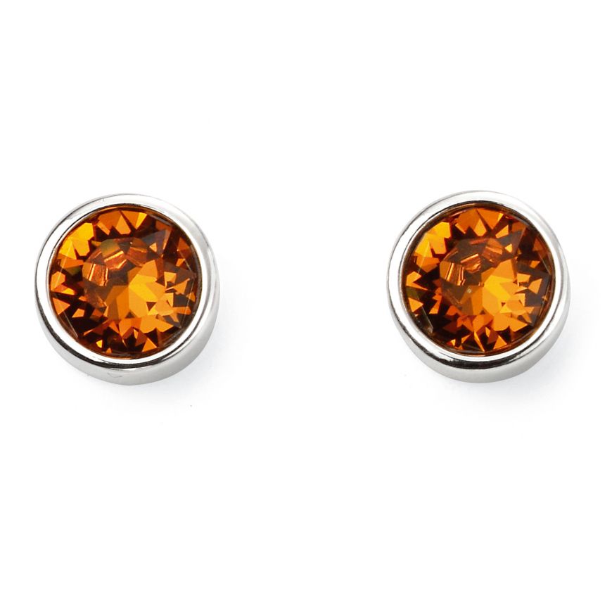 Sterling Silver CZ Birthstone Rubover Stud Earrings - January to December - NiaYou Jewellery