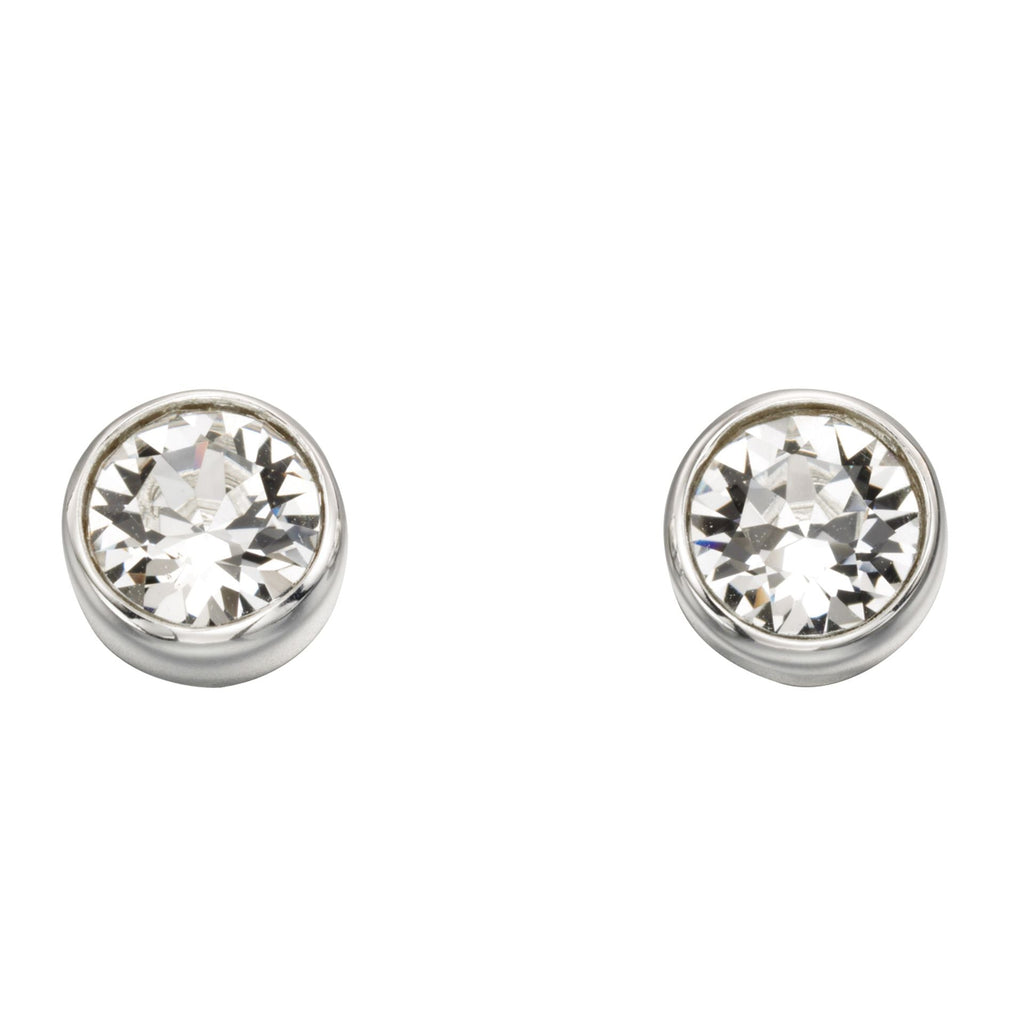 Sterling Silver CZ Birthstone Rubover Stud Earrings - January to December - NiaYou Jewellery