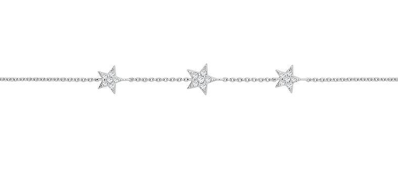 Sterling Silver CZ Bracelet with Three Small Stars - NiaYou Jewellery