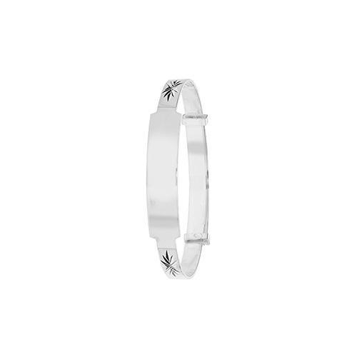 Sterling Silver Diamond Cut with ID Tag Expandable Baby Bangle - NiaYou Jewellery