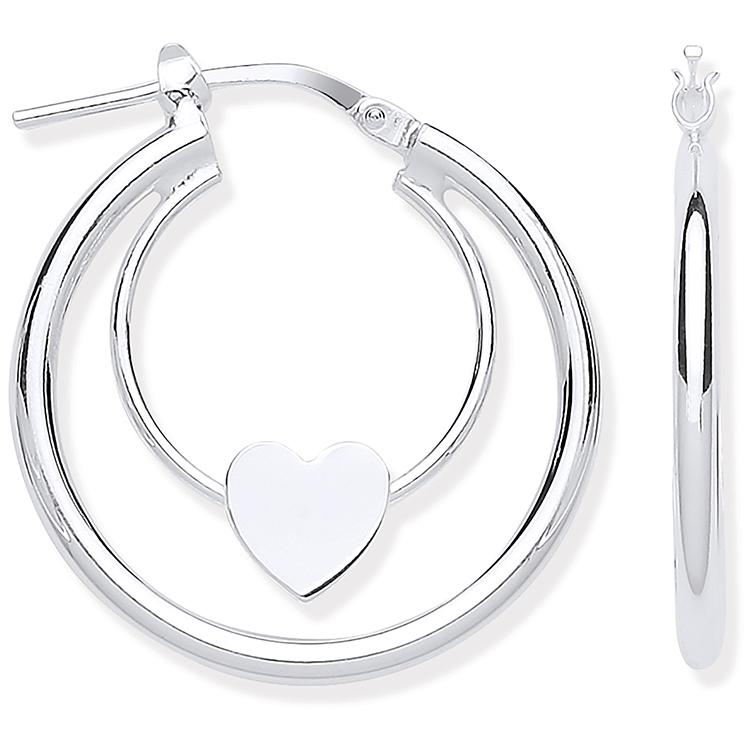 Sterling Silver Double Heart Hoop Earrings - NiaYou Jewellery