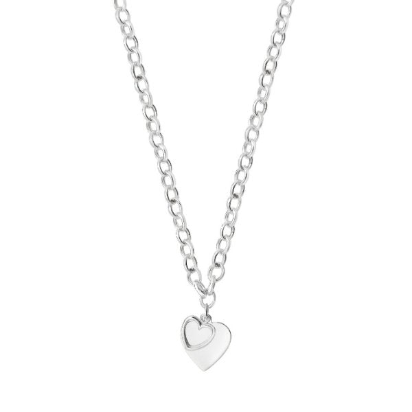 Sterling Silver Double Heart with Belcher Chain - NiaYou Jewellery