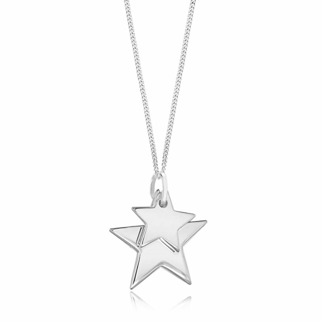 Sterling Silver Double Star Pendant Necklace - NiaYou Jewellery