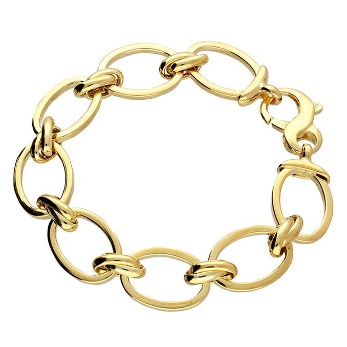 Sterling Silver Gold Plated Bracelet with Oval Links and Fancy Clasp - NiaYou Jewellery