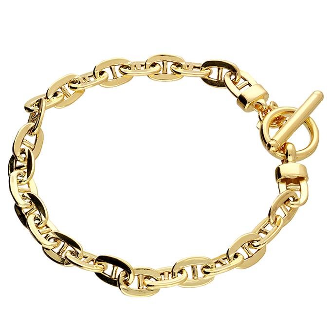 Sterling Silver Gold Plated Marina Anchor Link T- Bar Bracelet - NiaYou Jewellery
