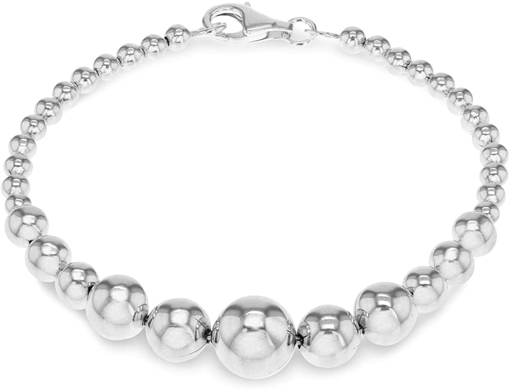 Sterling Silver Graduated Ball Beads Bracelet of 19cm - NiaYou Jewellery