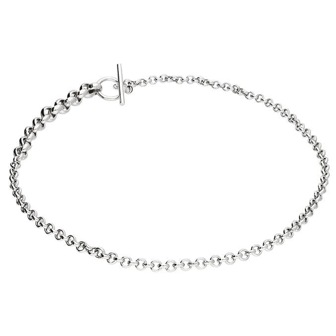 Sterling Silver Graduated Belcher Chain T- Bar Necklace - NiaYou Jewellery