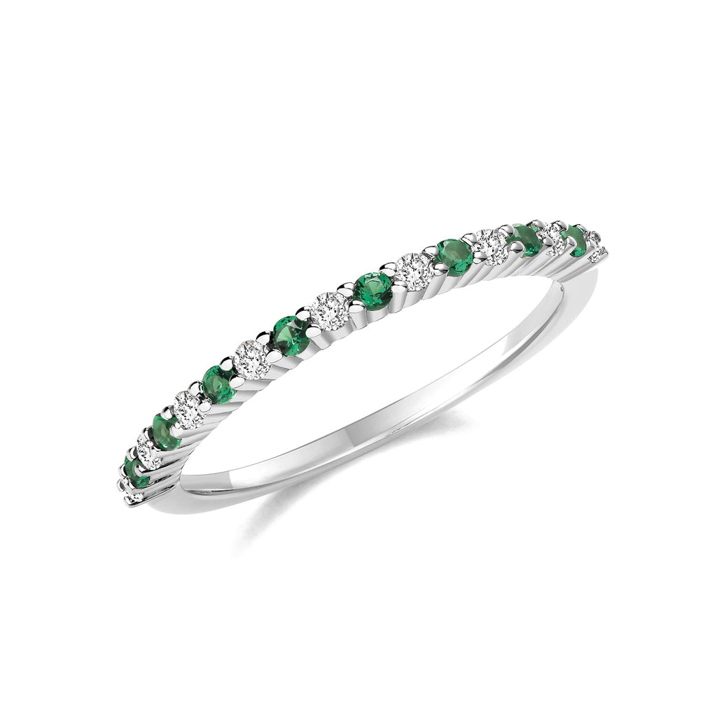Sterling Silver Green Cubic Zirconia Half Eternity Ring - NiaYou Jewellery