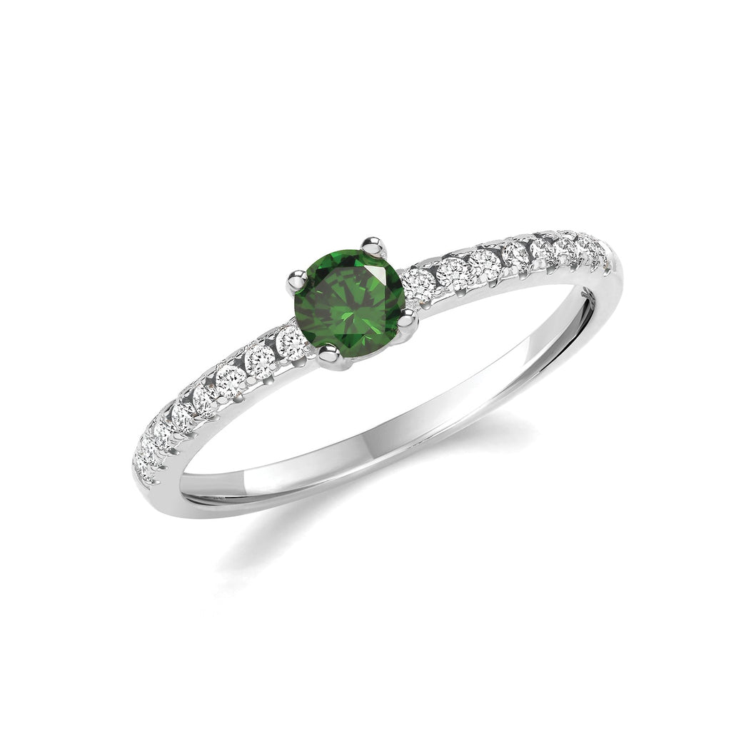 Sterling Silver Green Cubic Zirconia Solitaire Ring - NiaYou Jewellery
