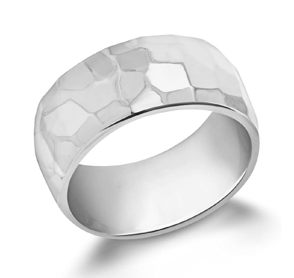 Sterling Silver Hammered Effect Band Ring - NiaYou Jewellery