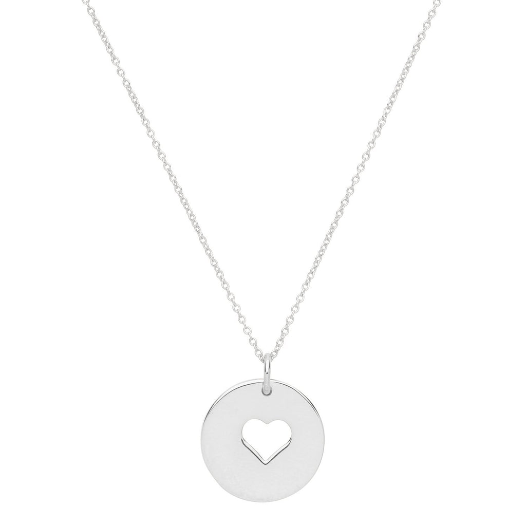 Sterling Silver Heart Disc Pendant Necklace - NiaYou Jewellery