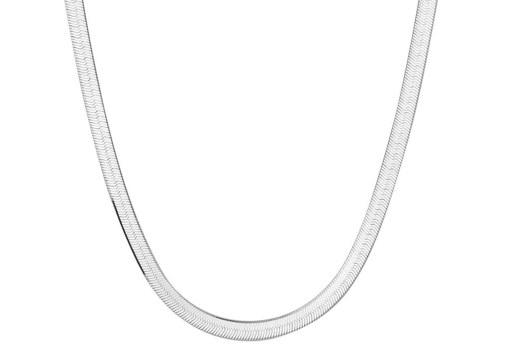 Sterling Silver Herringbone Flat Snake Necklace 41cm - 46cm - NiaYou Jewellery