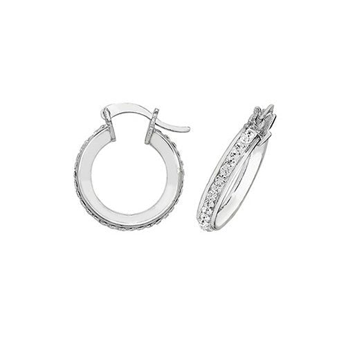 Sterling Silver Hoop Earrings with Crystals 10 MM - NiaYou Jewellery